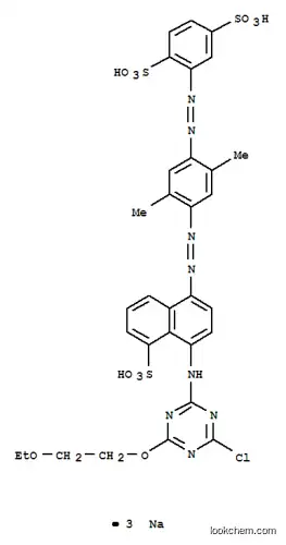 Molecular Structure of 71033-20-0 (trisodium 2-[[4-[[4-[[4-chloro-6-(2-ethoxyethoxy)-1,3,5-triazin-2-yl]amino]-5-sulphonato-1-naphthyl]azo]-2,5-dimethylphenyl]azo]benzene-1,4-disulphonate)