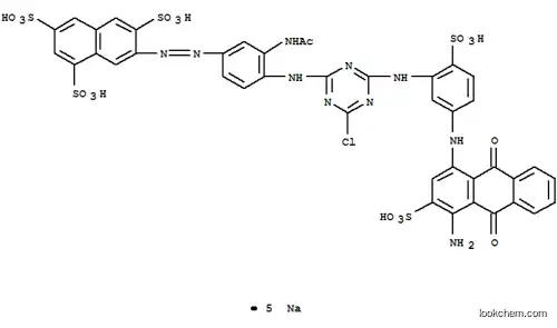 Molecular Structure of 73398-35-3 (pentasodium 7-[[3-(acetylamino)-4-[[4-[[5-[(4-amino-9,10-dihydro-9,10-dioxo-3-sulphonato-1-anthryl)amino]-2-sulphonatophenyl]amino]-6-chloro-1,3,5-triazin-2-yl]amino]phenyl]azo]naphthalene-1,3,6-trisulphonate)