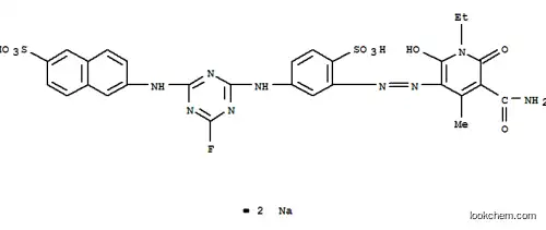 Molecular Structure of 75268-66-5 (disodium 6-[[4-[[3-[[5-(aminocarbonyl)-1-ethyl-1,6-dihydro-2-hydroxy-4-methyl-6-oxo-3-pyridyl]azo]-4-sulphonatophenyl]amino]-6-fluoro-1,3,5-triazin-2-yl]amino]naphthalene-2-sulphonate)