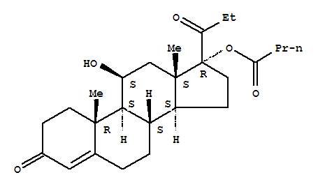 Androst-4-en-3-one,11-hydroxy-17-(1-oxobutoxy)-17-(1-oxopropyl)-, (11b,17a)- (9CI)