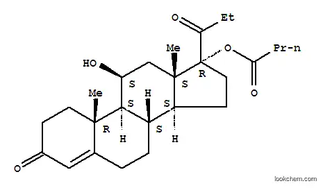 Molecular Structure of 76738-96-0 ((11beta,17alpha)-11,17-dihydroxy-17-(1-oxopropyl)androst-4-en-3-one 17-butyrate)