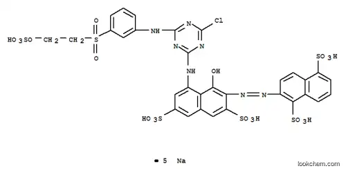 Molecular Structure of 77365-64-1 (pentasodium 2-[[8-[[4-chloro-6-[[3-[[2-(sulphonatooxy)ethyl]sulphonyl]phenyl]amino]-1,3,5-triazin-2-yl]amino]-1-hydroxy-3,6-disulphonato-2-naphthyl]azo]naphthalene-1,5-disulphonate)