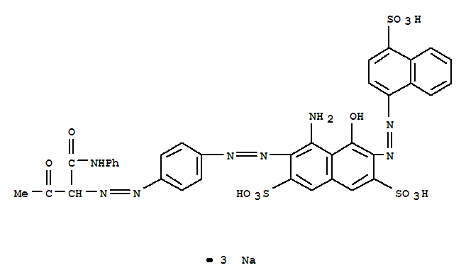 2,7-Naphthalenedisulfonicacid,4-amino-5-hydroxy-3-[2-[4-[2-[2-oxo-1-[(phenylamino)carbonyl]propyl]diazenyl]phenyl]diazenyl]-6-[2-(4-sulfo-1-naphthalenyl)diazenyl]-,sodium salt (1:3)