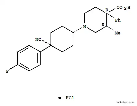 4-Piperidinecarboxylicacid, 1-[cis-4-cyano-4-(4-fluorophenyl)cyclohexyl]-3-methyl-4-phenyl-,hydrochloride (1:1), (3S,4R)-