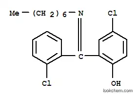 Molecular Structure of 80018-12-8 (2-(Heptylimino-(2-chlorophenyl)methyl)-4-chlorophenol)