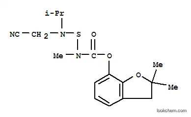 Molecular Structure of 82560-68-7 ((2,2-dimethyl-3H-benzofuran-7-yl) N-(cyanomethyl-propan-2-yl-amino)sul fanyl-N-methyl-carbamate)