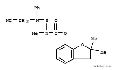 Molecular Structure of 82560-69-8 ((2,2-dimethyl-3H-benzofuran-7-yl) N-(cyanomethyl-phenyl-amino)sulfanyl -N-methyl-carbamate)