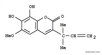 Molecular Structure of 82667-98-9 (3-(1,1-Dimethyl-2-propenyl)-7,8-dihydroxy-6-methoxy-2H-1-benzopyran-2-one)