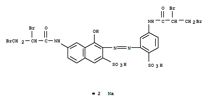 2-Naphthalenesulfonicacid,6-[(2,3-dibromo-1-oxopropyl)amino]-3-[2-[5-[(2,3-dibromo-1-oxopropyl)amino]-2-sulfophenyl]diazenyl]-4-hydroxy-,sodium salt (1:2)(83137-15-9)