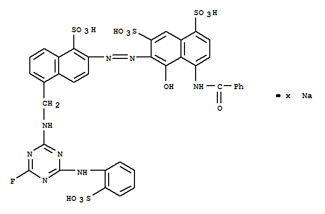 4-(BENZOYLAMINO)-6-[[5-[[[4-FLUORO-6-[(2-SULFOPHENYL)AMINO]-1,3,5-TRIAZIN-2-YL]AMINO]METHYL]-1-SULFO-2-NAPHTHYL]AZO]-5-HYDROXYNAPHTHALENE-1,7-DISULFONIC ACID,SODIUM SALT