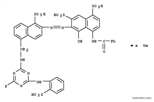Molecular Structure of 83763-64-8 (4-(benzoylamino)-6-[[5-[[[4-fluoro-6-[(2-sulphophenyl)amino]-1,3,5-triazin-2-yl]amino]methyl]-1-sulpho-2-naphthyl]azo]-5-hydroxynaphthalene-1,7-disulphonic acid, sodium salt)