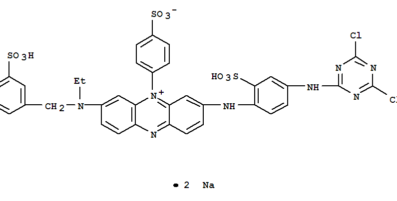 Phenazinium,3-[[4-[(4,6-dichloro-1,3,5-triazin-2-yl)amino]-2-sulfophenyl]amino]-7-[ethyl[(3-sulfophenyl)methyl]amino]-5-(4-sulfophenyl)-,inner salt, sodium salt (1:2)