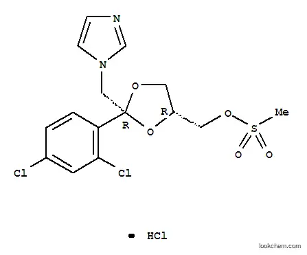 Molecular Structure of 84145-27-7 (cis-2-(2,4-dichlorophenyl)-2-(1H-imidazol-1-ylmethyl)-1,3-dioxolane-4-ylmethyl methanesulphonate monohydrochloride)
