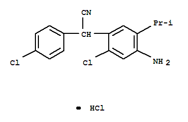 Benzeneacetonitrile,4-amino-2-chloro-a-(4-chlorophenyl)-5-(1-methylethyl)-,hydrochloride (1:1)