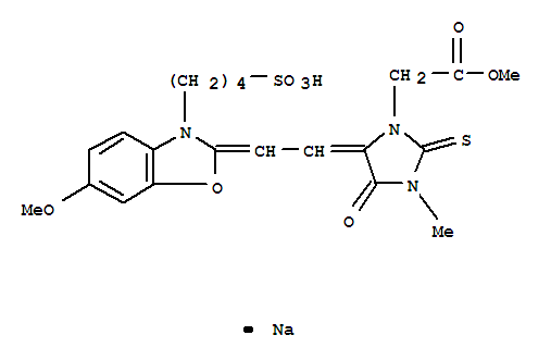 1-Imidazolidineaceticacid,5-[2-[6-methoxy-3-(4-sulfobutyl)-2(3H)-benzoxazolylidene]ethylidene]-3-methyl-4-oxo-2-thioxo-,1-methyl ester, sodium salt (1:1)