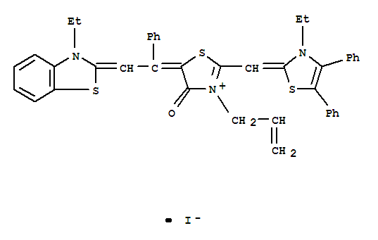 Thiazolium,5-[2-(3-ethyl-2(3H)-benzothiazolylidene)-1-phenylethylidene]-2-[(3-ethyl-4,5-diphenyl-2(3H)-thiazolylidene)methyl]-4-oxo-3-(2-propen-1-yl)-,iodide (1:1)