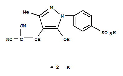 Benzenesulfonic acid,4-[4-(2,2-dicyanoethenyl)-5-hydroxy-3-methyl-1H-pyrazol-1-yl]-, dipotassiumsalt (9CI)