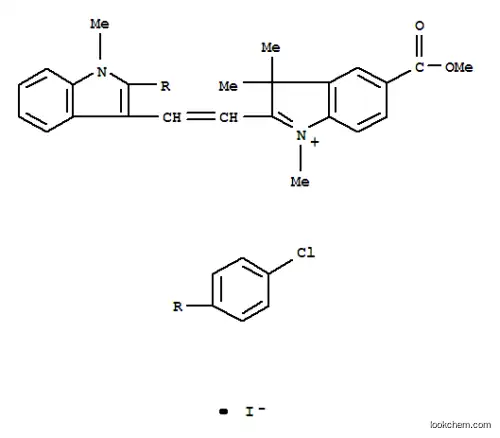 Molecular Structure of 84434-34-4 (2-[2-[2-(4-chlorophenyl)-1-methyl-1H-indol-3-yl]vinyl]-5-(methoxycarbonyl)-1,3,3-trimethyl-3H-indolium iodide)