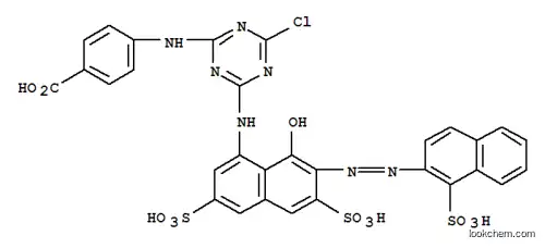 Molecular Structure of 84434-59-3 (4-[[4-chloro-6-[[8-hydroxy-3,6-disulpho-7-[(1-sulpho-2-naphthyl)azo]-1-naphthyl]amino]-1,3,5-triazin-2-yl]amino]benzoic acid)