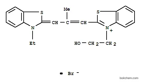 Molecular Structure of 84434-66-2 (2-[3-(3-ethyl-3H-benzothiazol-2-ylidene)-2-methylprop-1-enyl]-3-(2-hydroxyethyl)benzothiazolium bromide)
