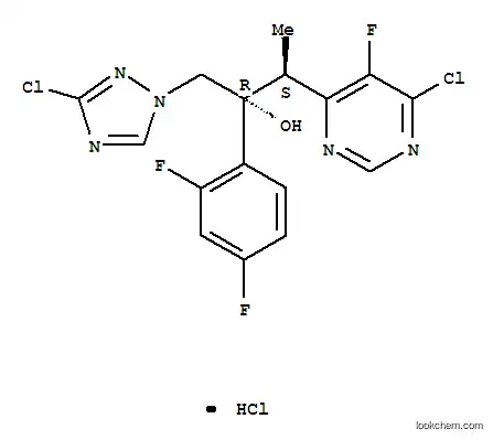Molecular Structure of 848469-29-4 (3-(6-chloro-5-fluoropyrimidin-4-yl)-2-(2,4-difluorophenyl)-1-(1H-1,2,4-triazol-1-yl)butan-2-ol)