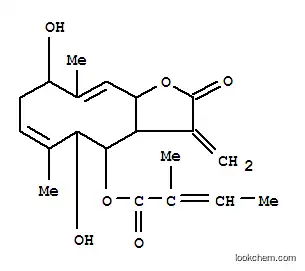Molecular Structure of 84886-38-4 (2-Butenoic acid, 2-methyl-, 2,3,3a,4,5,8,9,11a-octahydro-5,9-dihydroxy -6,10-dimethyl-3-methylene-2-oxocyclodeca(b)furan-4-yl ester, (3aS-(3a R*,4S*(Z),5S*,6E,9S*,10Z,11aS*))-)