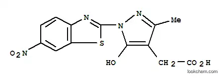Molecular Structure of 84968-81-0 (5-Hydroxy-3-methyl-1-(6-nitro-2-benzothiazolyl)-1H-pyrazole-4-acetic a cid)