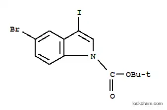 Molecular Structure of 850349-72-3 (5-BROMO-3-IODOINDOLE-1-CARBOXYLIC ACID TERT-BUTYL ESTER)