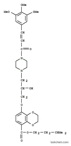 Molecular Structure of 85851-95-2 (3-methylbutyl 2,3-dihydro-8-[2-hydroxy-3-[4-(3',4',5'-trimethoxycinnamoyl)-1-piperazinyl]propoxy]-1,4-benzodioxin-5-carboxylate)