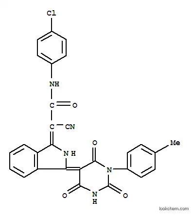 Molecular Structure of 85959-60-0 (N-(p-chlorophenyl)-2-cyano-2-[2,3-dihydro-3-[tetrahydro-2,4,6-trioxo-1-p-tolylpyrimidin-5(2H)-ylidene]-1H-isoindol-1-ylidene]acetamide)
