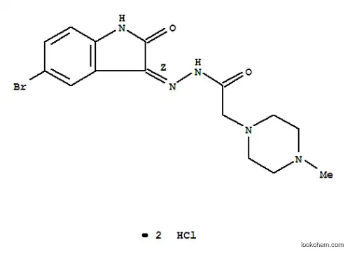 Molecular Structure of 86873-25-8 (1-Piperazineacetic acid, 4-methyl-, (5-bromo-2-oxo-3-indolinylidene)hy drazide, dihydrochloride, (Z)-)