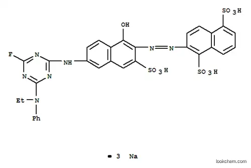 Molecular Structure of 89923-44-4 (trisodium 2-[[6-[[4-(ethylphenylamino)-6-fluoro-1,3,5-triazin-2-yl]amino]-1-hydroxy-3-sulphonato-2-naphthyl]azo]naphthalene-1,5-disulphonate)