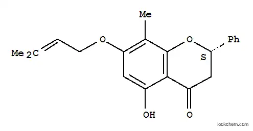 Molecular Structure of 101959-24-4 ((2S)-5-hydroxy-8-methyl-7-[(3-methylbut-2-en-1-yl)oxy]-2-phenyl-2,3-dihydro-4H-chromen-4-one)