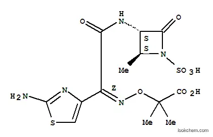 Molecular Structure of 104184-69-2 (L-Arginine,mixt. with2-[[(Z)-[1-(2-amino-4-thiazolyl)-2-[[(2S,3S)-2-methyl-4-oxo-1-sulfo-3-azetidinyl]amino]-2-oxoethylidene]amino]oxy]-2-methylpropanoicacid)