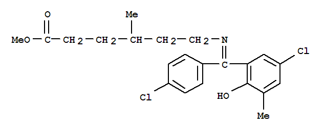 Hexanoic acid,6-[[(5-chloro-2-hydroxy-3-methylphenyl)(4-chlorophenyl)methylene]amino]-4-methyl-,methyl ester