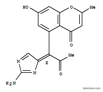 Molecular Structure of 104777-95-9 (4H-1-Benzopyran-4-one,5-[(1Z)-1-(2-amino-4H-imidazol-4-ylidene)-2-oxopropyl]-7-hydroxy-2-methyl-(9CI))