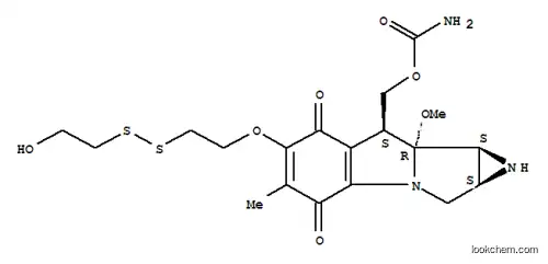 Molecular Structure of 105140-02-1 (Azirino[2',3':3,4]pyrrolo[1,2-a]indole-4,7-dione,8-[[(aminocarbonyl)oxy]methyl]-1,1a,2,8,8a,8b-hexahydro-6-[2-[(2-hydroxyethyl)dithio]ethoxy]-8a-methoxy-5-methyl-,(1aS,8S,8aR,8bS)-)