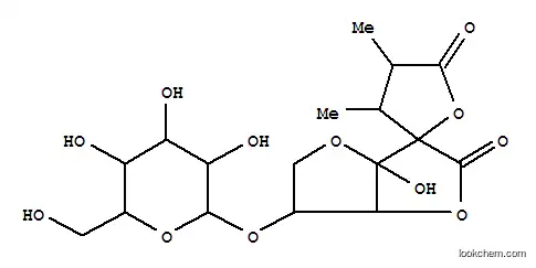 Molecular Structure of 10563-95-8 ((2S,3S,4S,6'aα)-6'α-(β-D-Glucopyranosyloxy)-3,4,3'a,5',6',6'a-hexahydro-3'aα-hydroxy-3,4-dimethylspiro[furan-2(5H),3'(2'H)-furo[3,2-b]furan]-2',5-dione)
