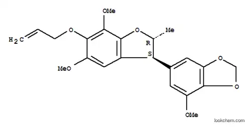 Molecular Structure of 106897-13-6 (1,3-Benzodioxole,6-[(2R,3S)-2,3-dihydro-5,7-dimethoxy-2-methyl-6-(2-propen-1-yloxy)-3-benzofuranyl]-4-methoxy-,rel-)