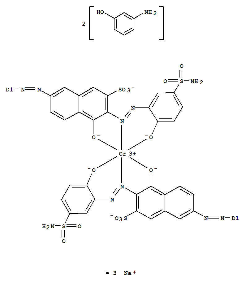 Chromate(3-),bis[7-[2-(aminohydroxyphenyl)diazenyl]-3-[2-[5-(aminosulfonyl)-2-(hydroxy-kO)phenyl]diazenyl-kN1]-4-(hydroxy-kO)-2-naphthalenesulfonato(3-)]-, sodium (1:3)