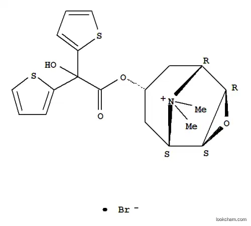 Molecular Structure of 136310-93-5 (3-Oxa-9-azoniatricyclo[3.3.1.02,4]nonane,7-[(2-hydroxy-2,2-di-2-thienylacetyl)oxy]-9,9-dimethyl-, bromide (1:1), (1a,2b,4b,5a,7b)-)