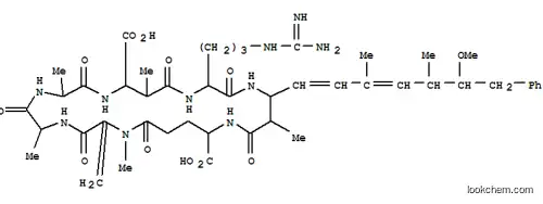 Molecular Structure of 138258-91-0 ((5R,8R,11R,15R,18S,19S,22R)-15-{3-[(diaminomethylidene)amino]propyl}-18-[(1E,3E,5S,6S)-6-methoxy-3,5-dimethyl-7-phenylhepta-1,3-dien-1-yl]-1,5,8,12,19-pentamethyl-2-methylidene-3,6,9,13,16,20,25-heptaoxo-1,4,7,10,14,17,21-heptaazacyclopentacosane-11,22-di)