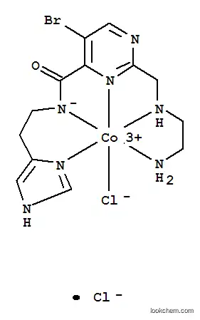 Molecular Structure of 140661-28-5 (Cobalt(1+),[2-[[(2-aminoethyl)amino]methyl]-5-bromo-N-[2-(1H-imidazol-4-yl)ethyl]-4-pyrimidinecarboxamidato]chloro-, chloride, (OC-6-63)- (9CI))