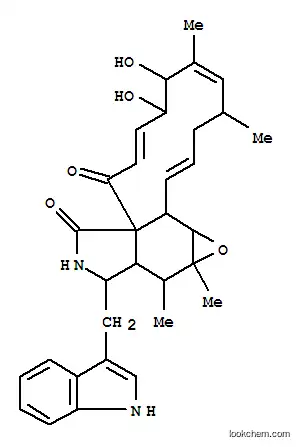 Molecular Structure of 147527-33-1 ([13]Cytochalasa-13,17,21-triene-1,23-dione,6,7-epoxy-19,20-dihydroxy-10-(1H-indol-3-yl)-16,18-dimethyl- (9CI))