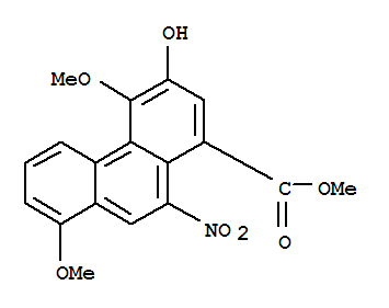 Molecular Structure of 157207-63-1 (1-Phenanthrenecarboxylicacid, 3-hydroxy-4,8-dimethoxy-10-nitro-, methyl ester)