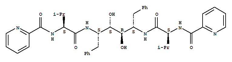 Molecular Structure of 160024-21-5 (L-Altritol,1,2,5,6-tetradeoxy-2,5-bis[[(2S)-3-methyl-1-oxo-2-[(2-pyridinylcarbonyl)amino]butyl]amino]-1,6-diphenyl-)