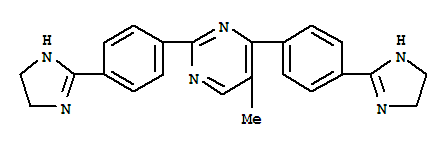 Molecular Structure of 160522-95-2 (Pyrimidine,2,4-bis[4-(4,5-dihydro-1H-imidazol-2-yl)phenyl]-5-methyl-)