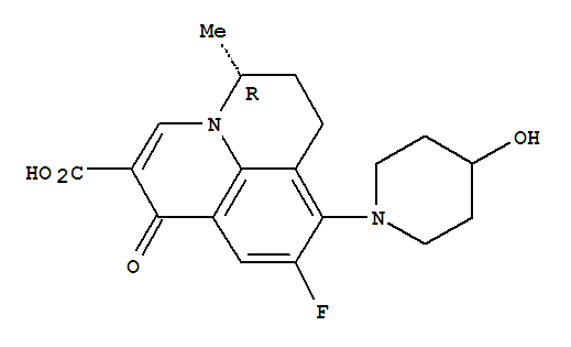 1H,5H-Benzo[ij]quinolizine-2-carboxylic acid,9-fluoro-6,7-dihydro-8-(4-hydroxy-1-piperidinyl)-5-methyl-1-oxo-, (5R)-