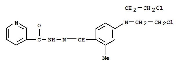 Molecular Structure of 16183-71-4 (3-Pyridinecarboxylicacid, [[4-[bis(2-chloroethyl)amino]-2-methylphenyl]methylene]hydrazide (9CI))