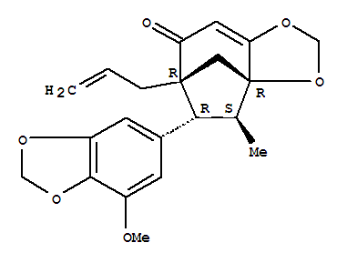 3a,6-Methano-7H-cyclohepta-1,3-dioxol-7-one,3a,4,5,6-tetrahydro-5-(7-methoxy-1,3-benzodioxol-5-yl)-4-methyl-6-(2-propen-1-yl)-,(3aR,4S,5R,6R)-rel-(+)-